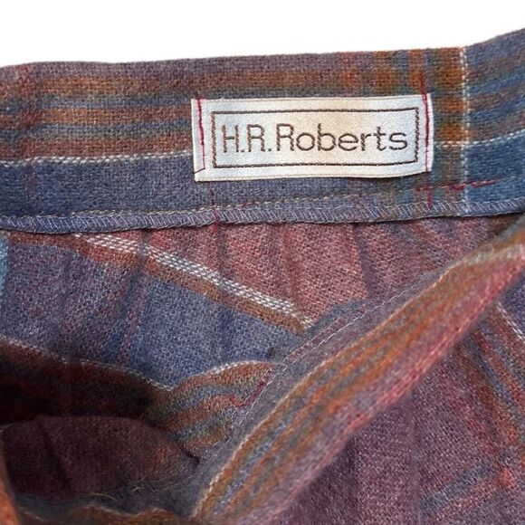Vintage 1970s H.R. Robert’s Pleated Women’s Skirt Blue Pink Brown Gray Plaid - Picture 3 of 7